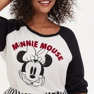 DISNEY MINNIE MOUSE WHITE JERSEY RAGLAN TOP NWT 1X!